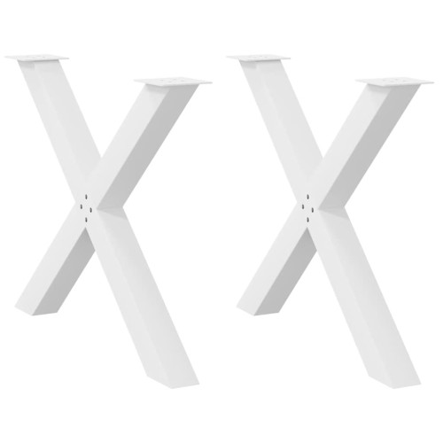 vidaXL Matbordsben X-formade 2 st vita 90x(72-73) cm stål