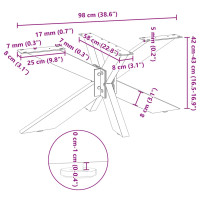 Produktbild för Soffbordsben spindelformad svart 98x58x(42-43) cm stål
