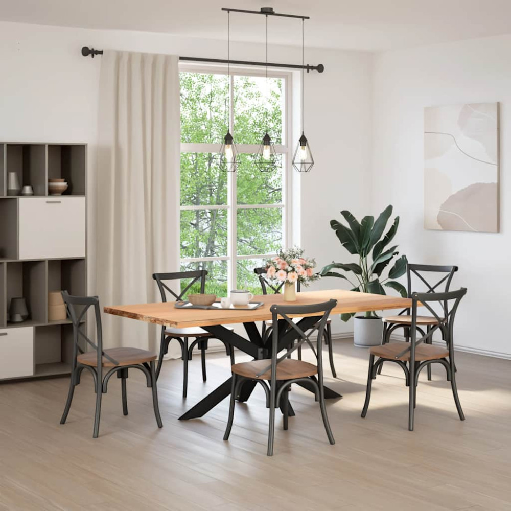 Produktbild för Matbordsben spindelformad svart 150x78x(72-73) cm stål