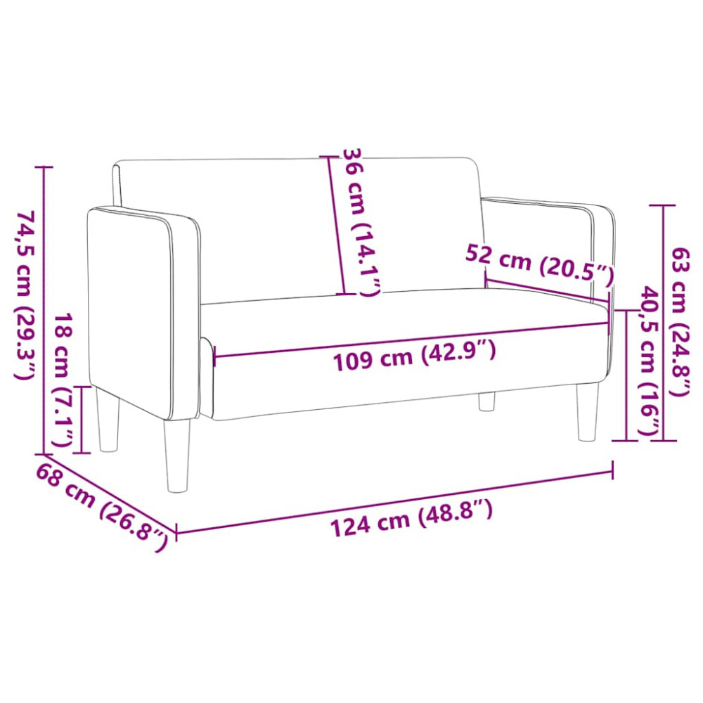 Produktbild för Loveseat soffa ljusgrå 109 cm manchestertyg
