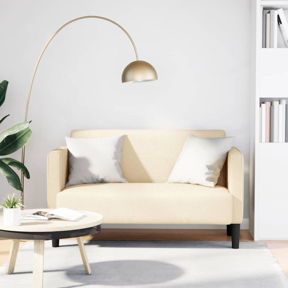 Produktbild för Loveseat soffa cremefärgad 109 cm manchestertyg