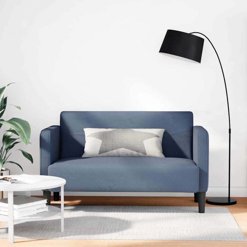 Produktbild för Loveseat soffa blå 109 cm manchestertyg