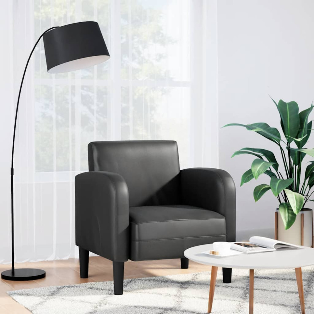 Produktbild för Soffstol med armstöd svart 54 cm konstläder