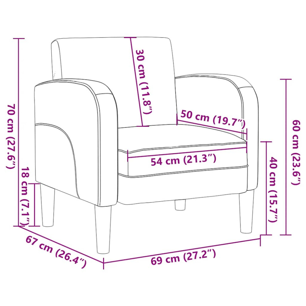 Produktbild för Soffstol med armstöd svart 54 cm konstläder