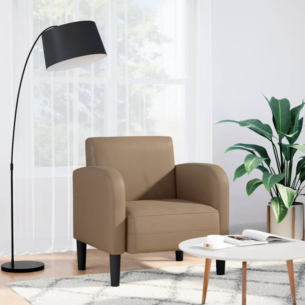 Produktbild för Soffstol med armstöd Cappuccino 54 cm konstläder