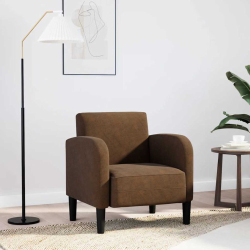 vidaXL Soffstol med armstöd brun 54 cm konstläder