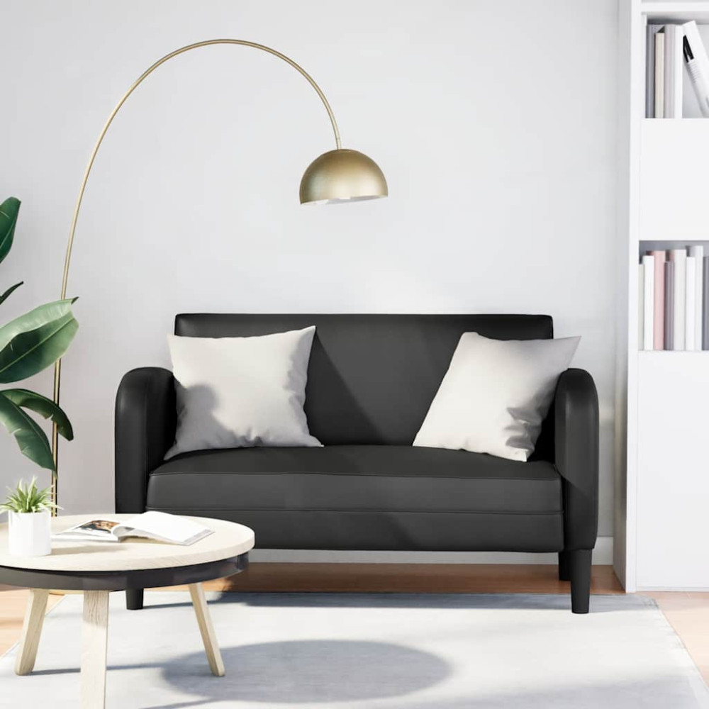 Produktbild för Loveseat soffa svart 110 cm konstläder