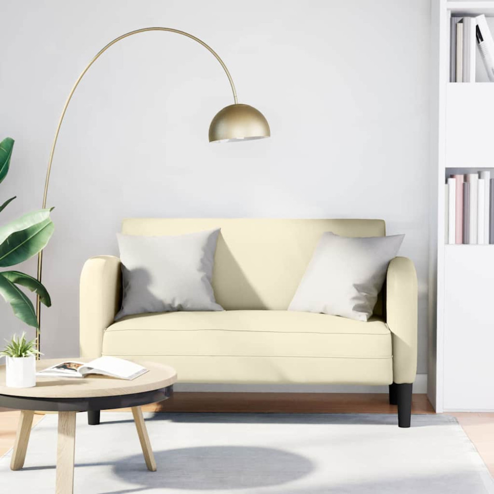 Produktbild för Loveseat soffa gräddvit 110 cm konstläder
