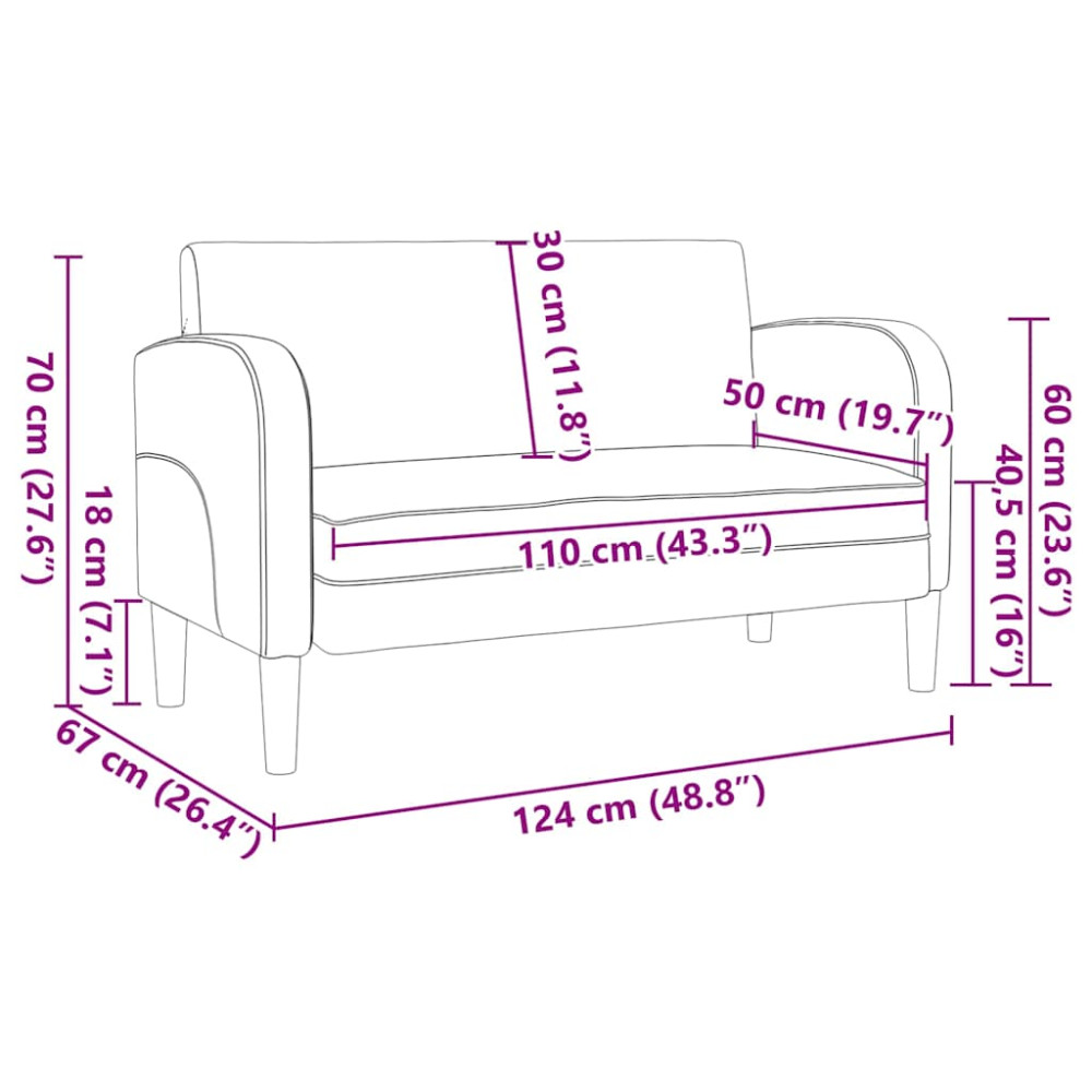 Produktbild för Loveseat soffa cappuccino 110 cm konstläder