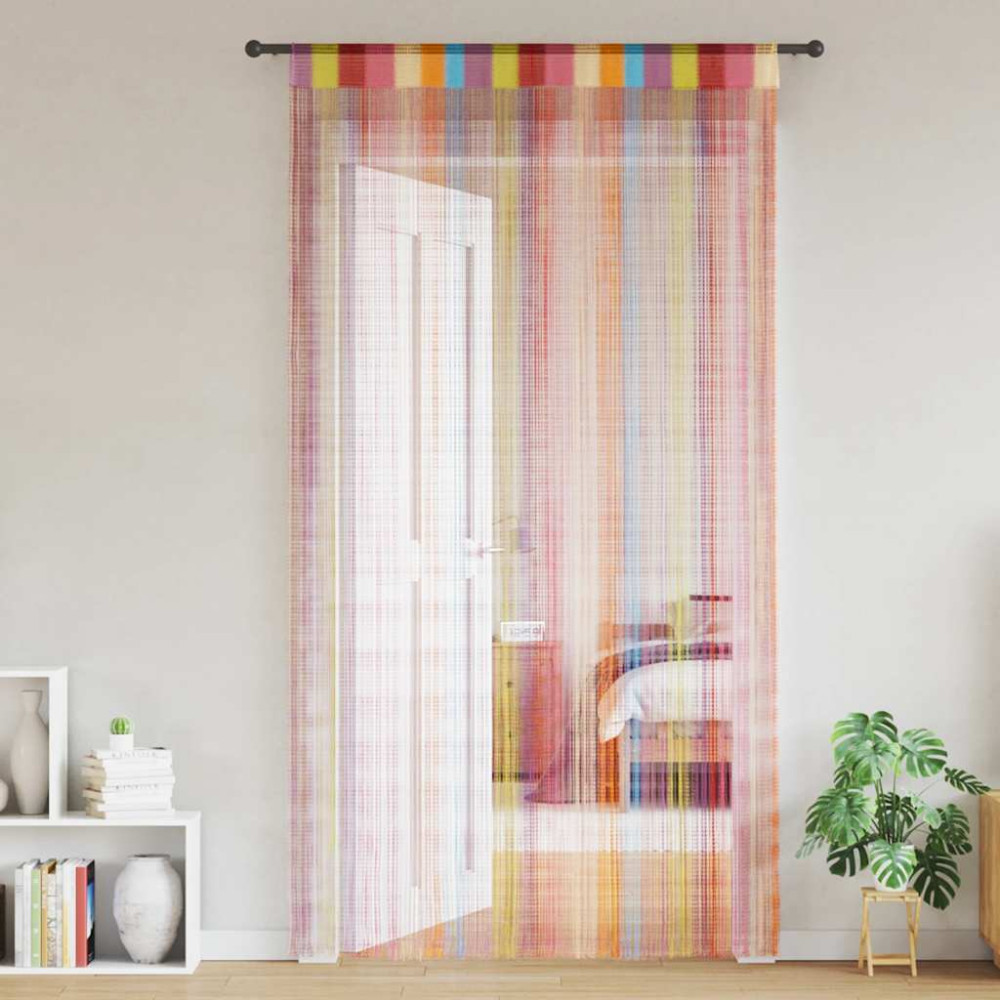 Produktbild för Stränggardiner 2 st flerfärgad 100x250 cm