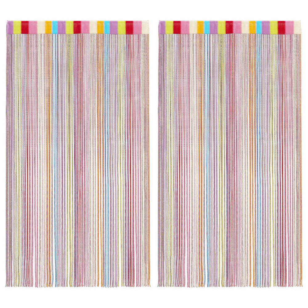 Produktbild för Stränggardiner 2 st flerfärgad 100x250 cm