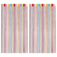Produktbild för Stränggardiner 2 st flerfärgad 100x250 cm