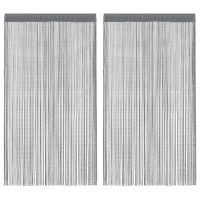 Produktbild för Snörgardiner 2 st antracit 100x250 cm