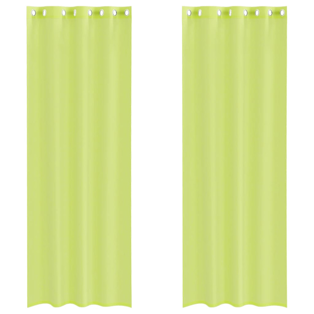 Produktbild för Voile gardiner med genomföringar 2 st äppelgrön 140x300 cm