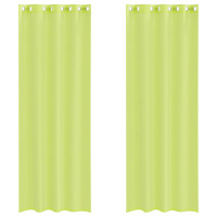 Produktbild för Voile gardiner med genomföringar 2 st äppelgrön 140x300 cm