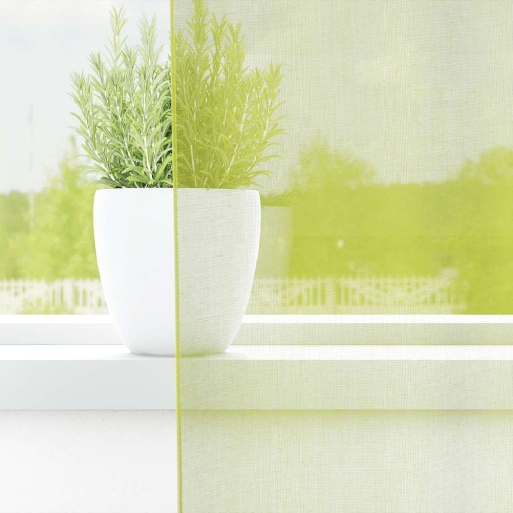 Produktbild för Voile gardiner med genomföringar 2 st äppelgrön 140x300 cm