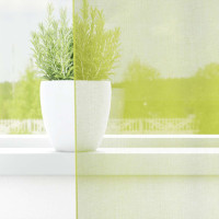 Produktbild för Voile gardiner med genomföringar 2 st äppelgrön 140x300 cm