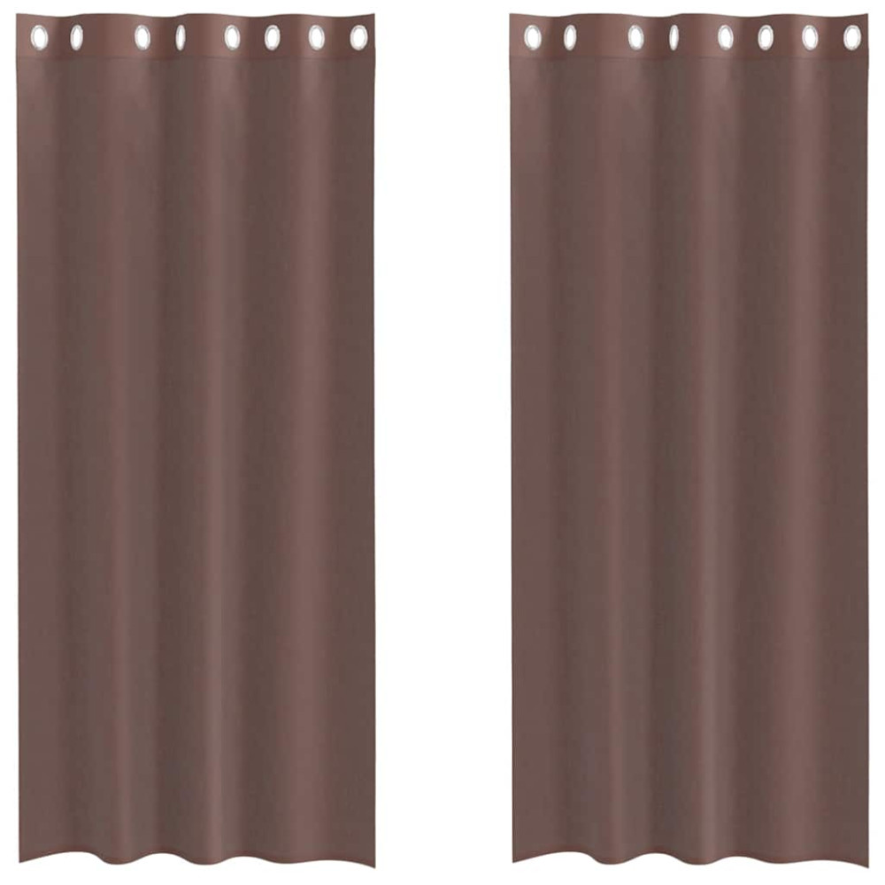Produktbild för Voile gardiner med genomföringar 2 st brun 140x245 cm