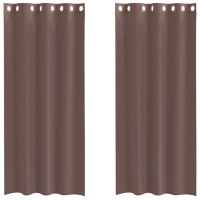 Produktbild för Voile gardiner med genomföringar 2 st brun 140x245 cm