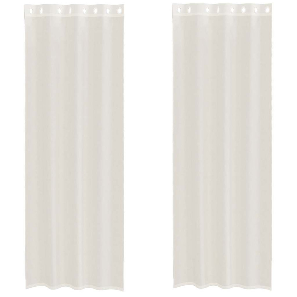 Produktbild för Voile gardiner med genomföringar 2 st gräddvita 140x260 cm