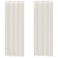 Produktbild för Voile gardiner med genomföringar 2 st gräddvita 140x260 cm