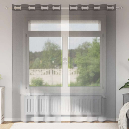 vidaXL Voile gardiner med genomföringar 2 st mörkgrå 140x225 cm
