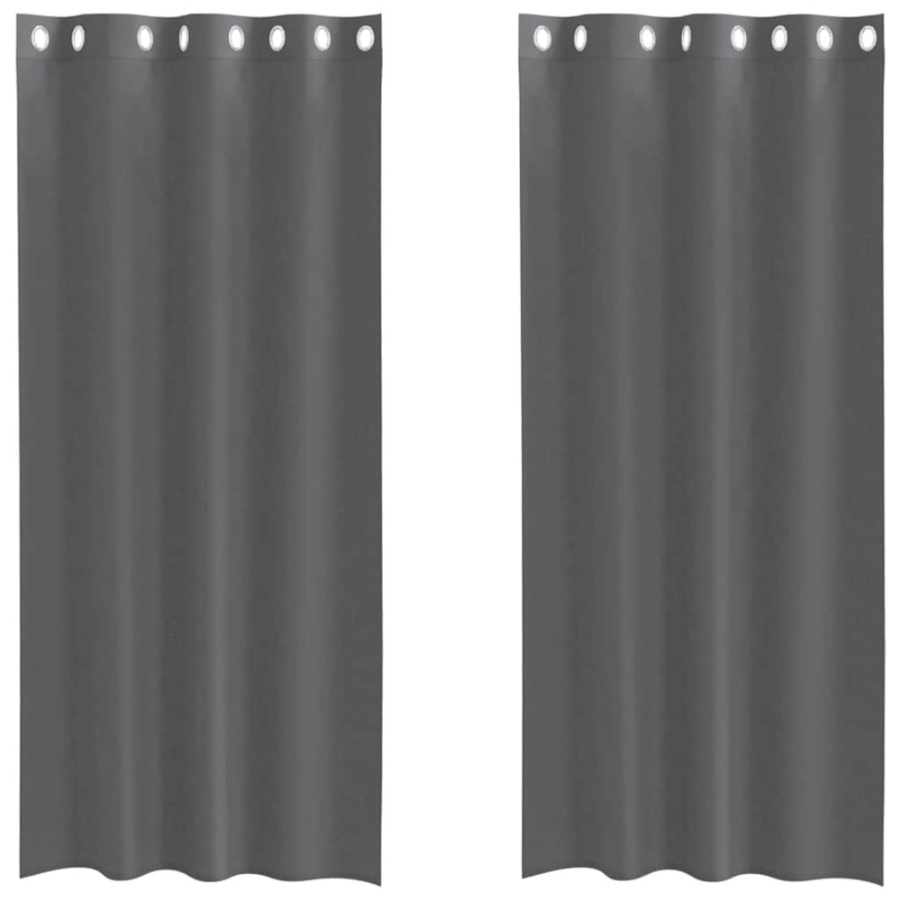 Produktbild för Voile gardiner med genomföringar 2 st mörkgrå 140x225 cm