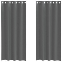 Produktbild för Voile gardiner med genomföringar 2 st mörkgrå 140x225 cm