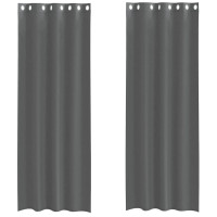 Produktbild för Voile gardiner med genomföringar 2 st mörkgrå 140x300 cm