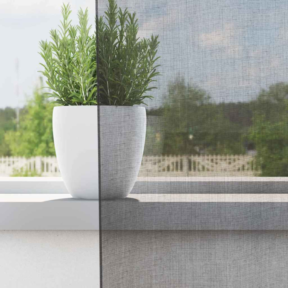 Produktbild för Voile gardiner med genomföringar 2 st mörkgrå 140x300 cm