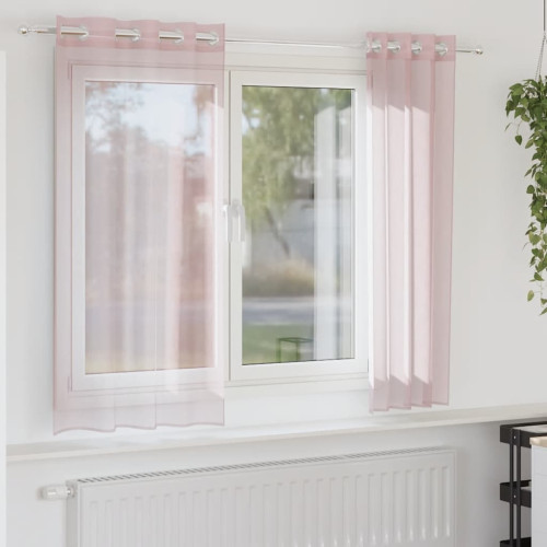 vidaXL Voile gardiner med genomföringar 2 st ljusrosa 140x140 cm