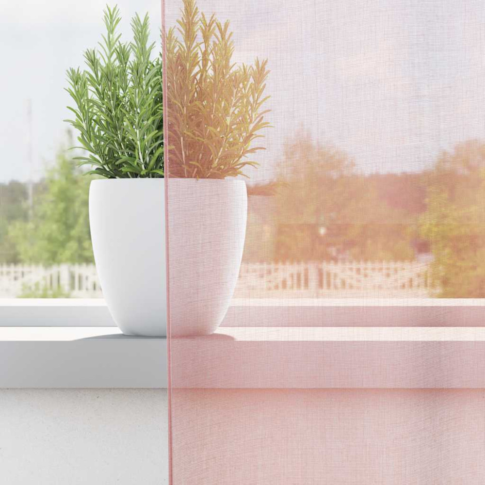 Produktbild för Voile gardiner med genomföringar 2 st ljusrosa 140x140 cm