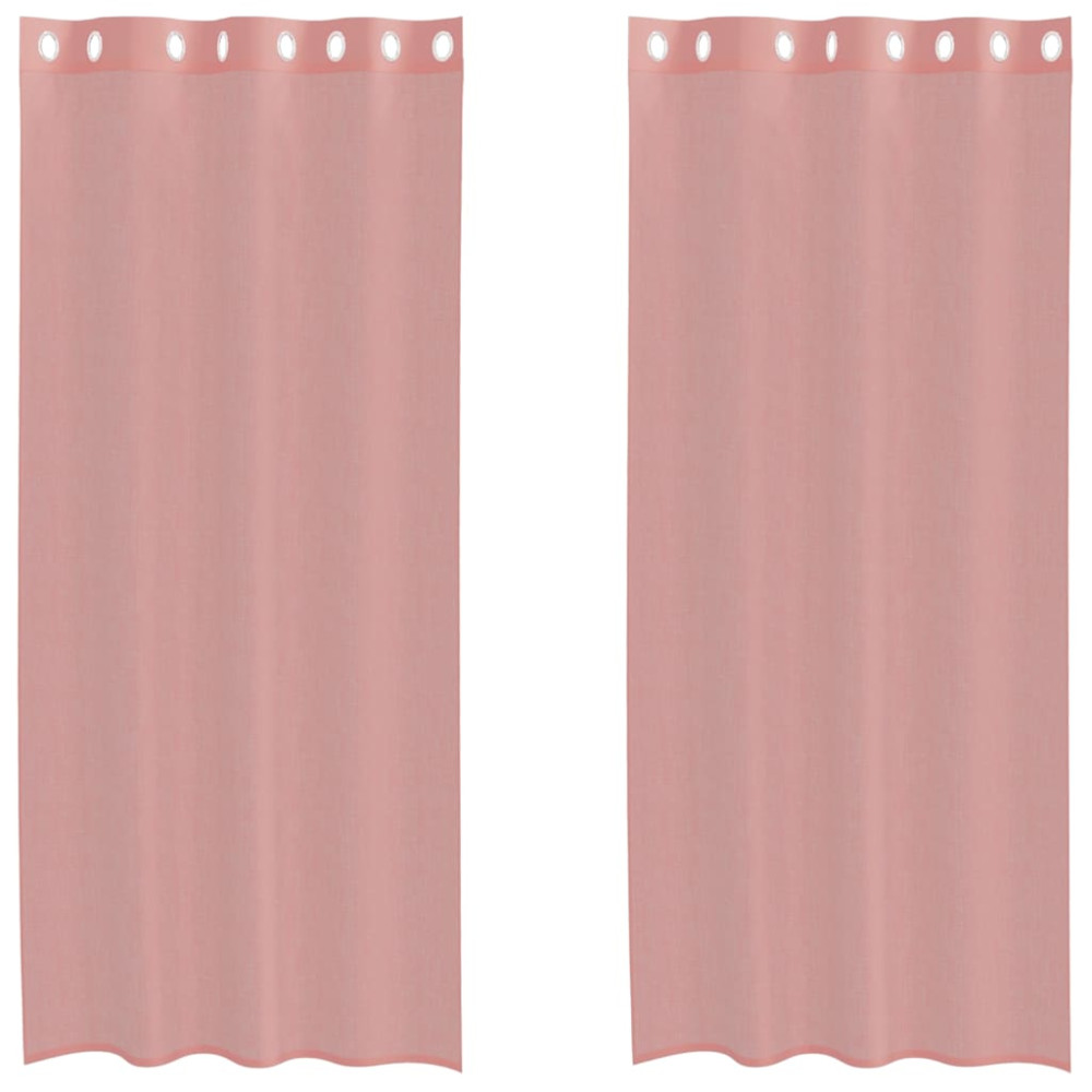 Produktbild för Voile gardiner med genomföringar 2 st rosa 140x245 cm