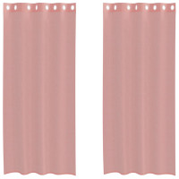 Produktbild för Voile gardiner med genomföringar 2 st rosa 140x245 cm
