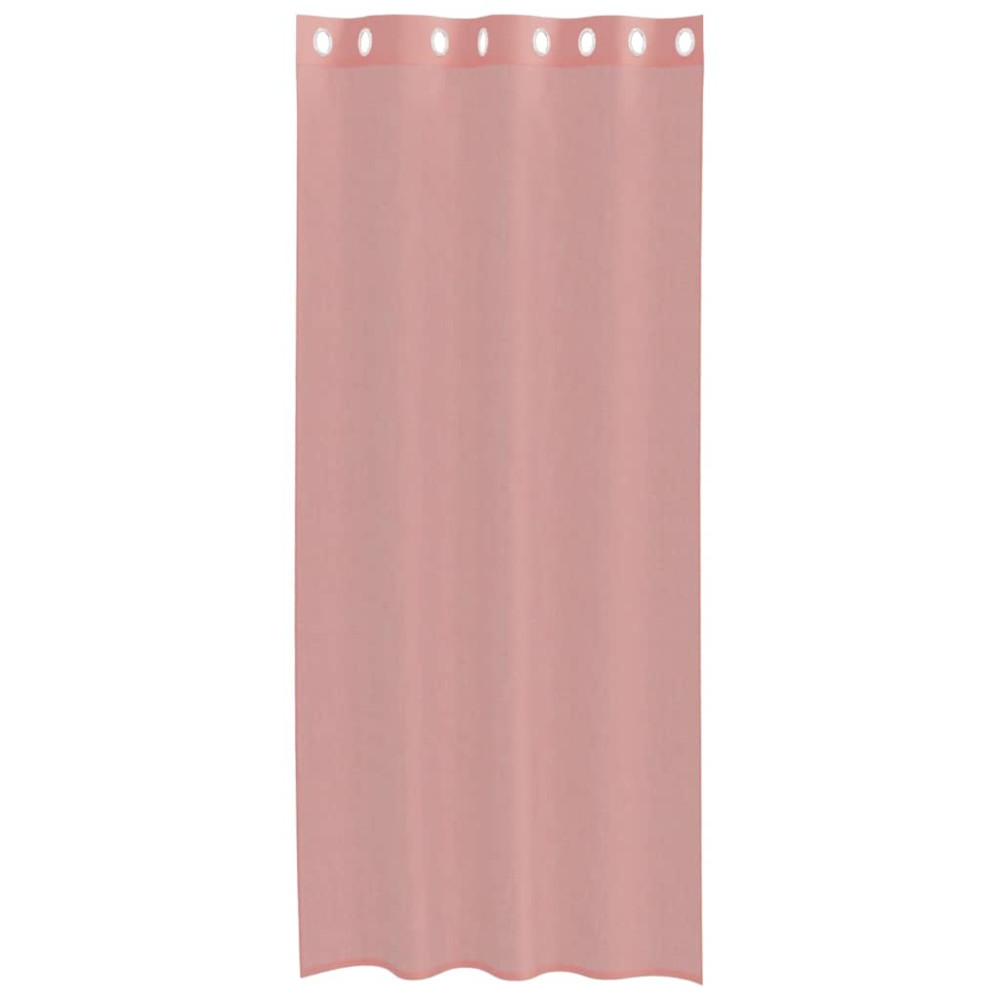 Produktbild för Voile gardiner med genomföringar 2 st rosa 140x245 cm