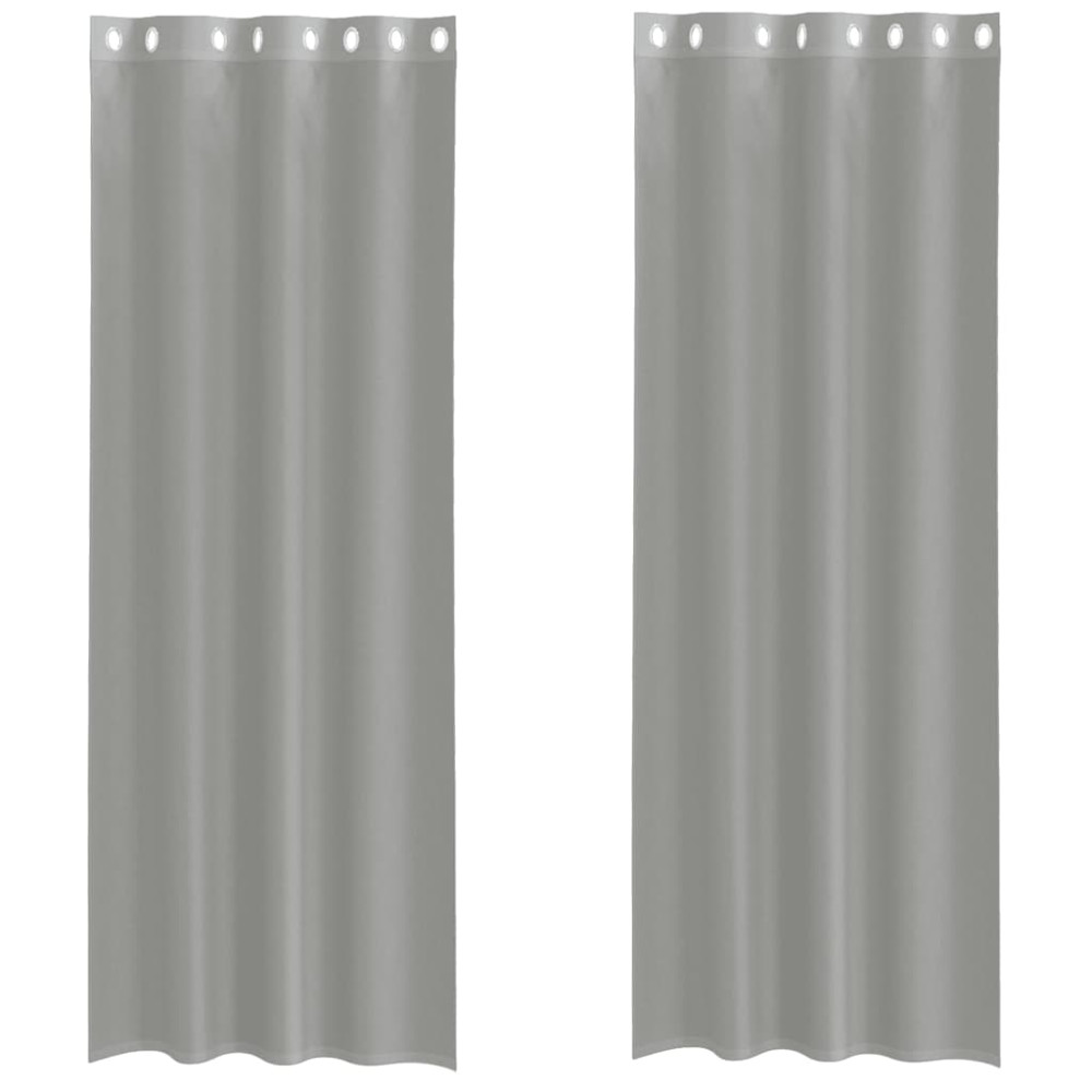 Produktbild för Voile gardiner med genomföringar 2 st ljusgrå 140x260 cm