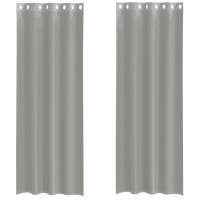 Produktbild för Voile gardiner med genomföringar 2 st ljusgrå 140x260 cm