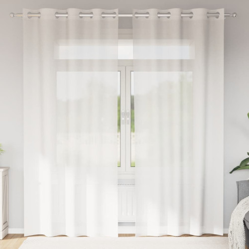 vidaXL Voile gardiner med genomföringar 2 st vit