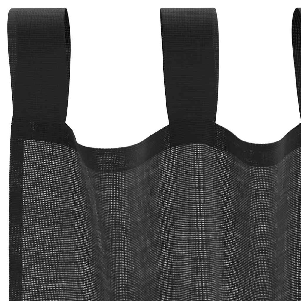 Produktbild för Voile gardiner med stångfickor 2 st svart