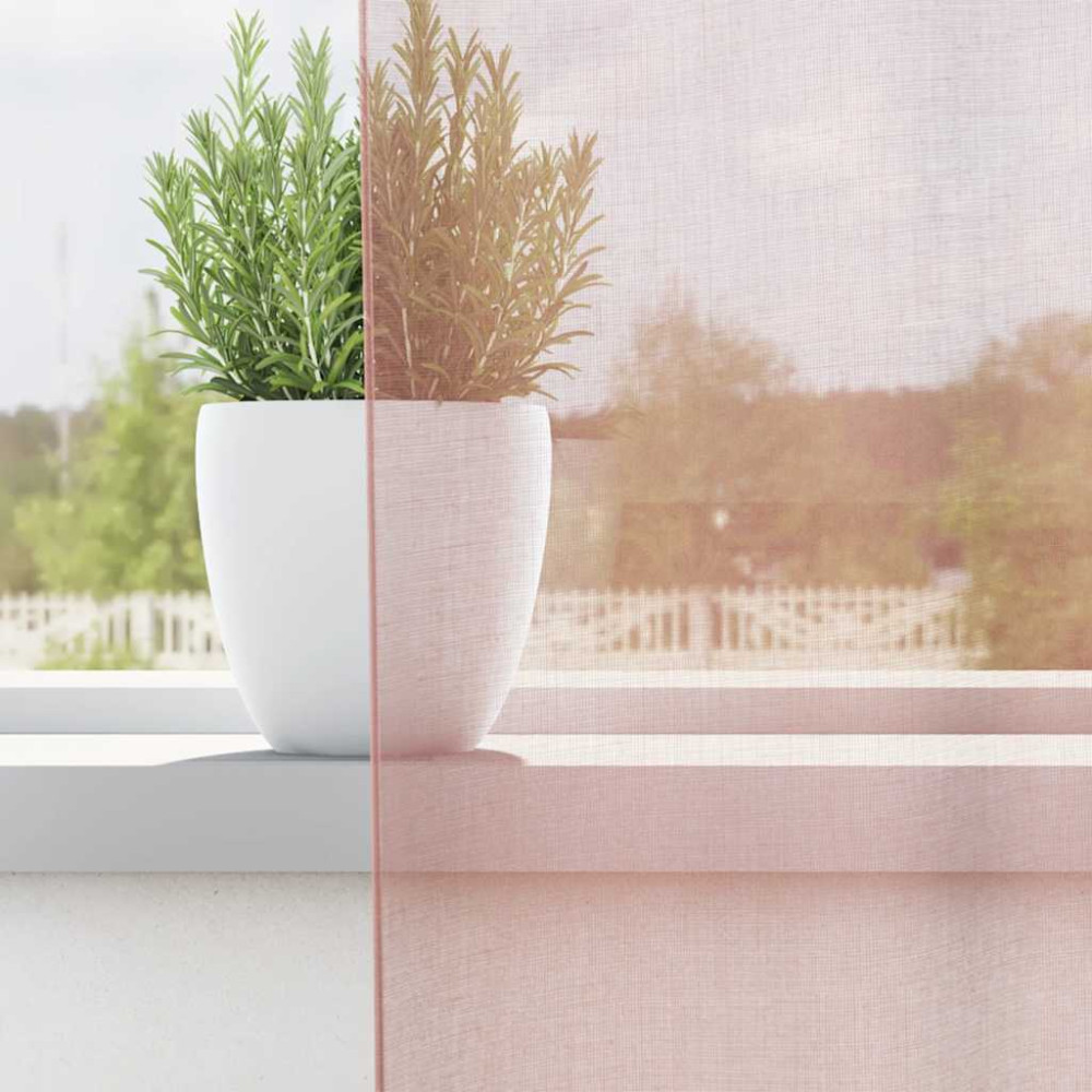 Produktbild för Voile gardiner med stångfickor 2 st rosa