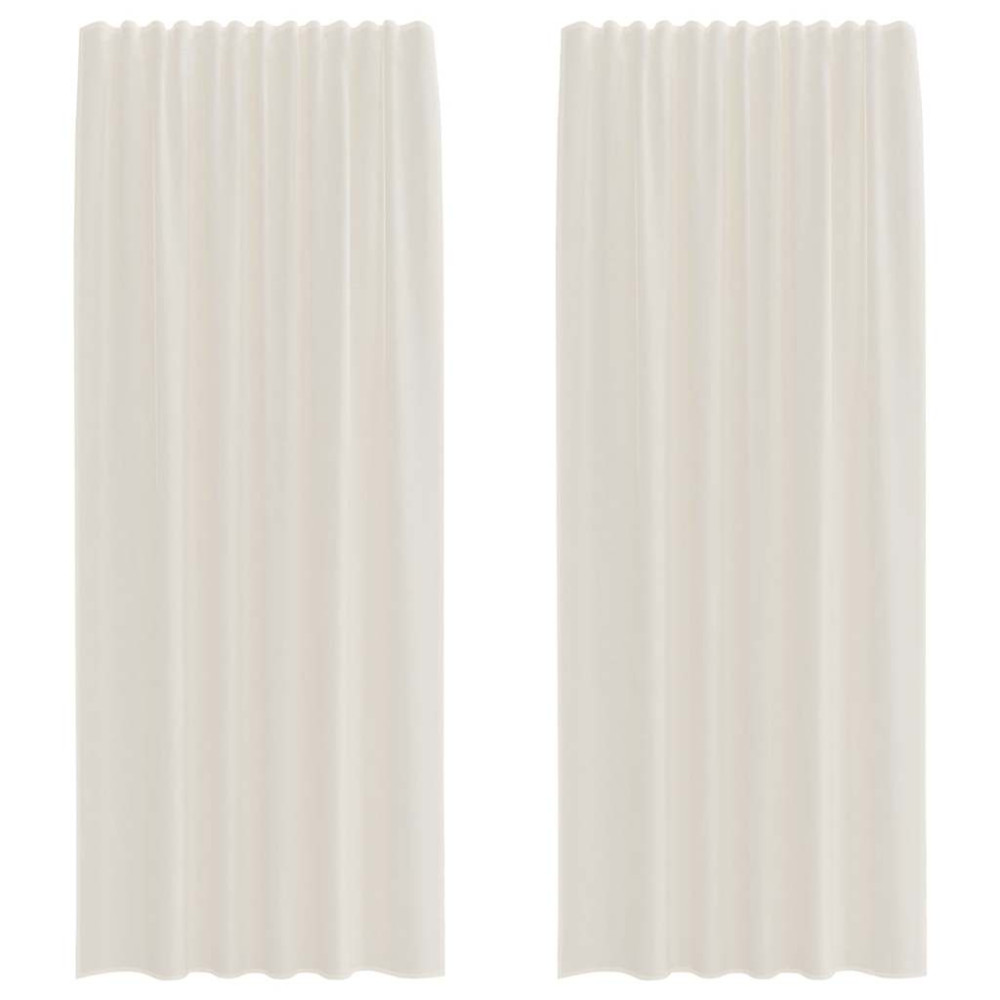 Produktbild för Voile gardiner med fliktopp 2 st gräddvit