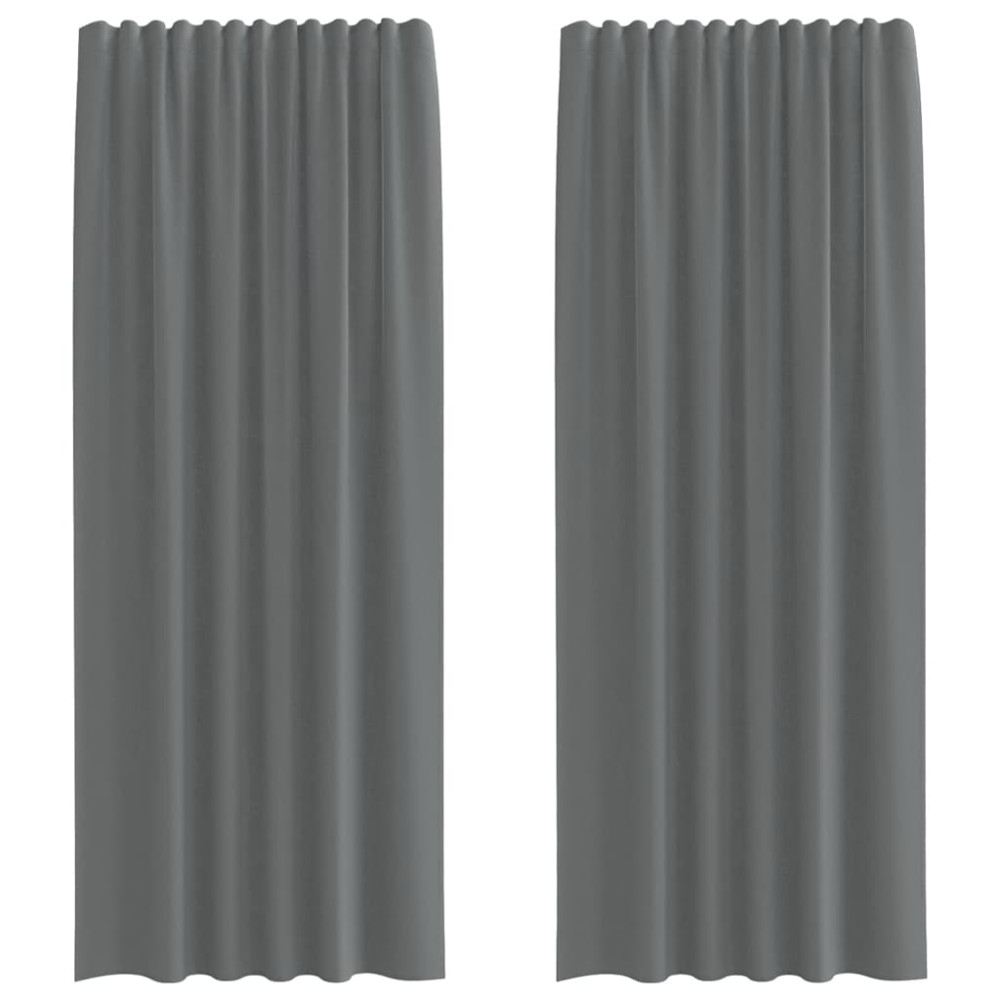 Produktbild för Voile gardiner med öglor 2 st mörkgrå 140x225 cm