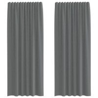 Produktbild för Voile gardiner med öglor 2 st mörkgrå 140x225 cm