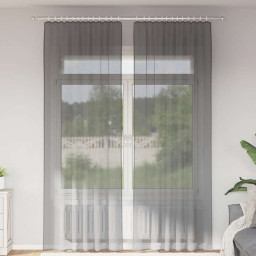 vidaXL Voile gardiner med öglor 2 st mörkgrå 140x260 cm