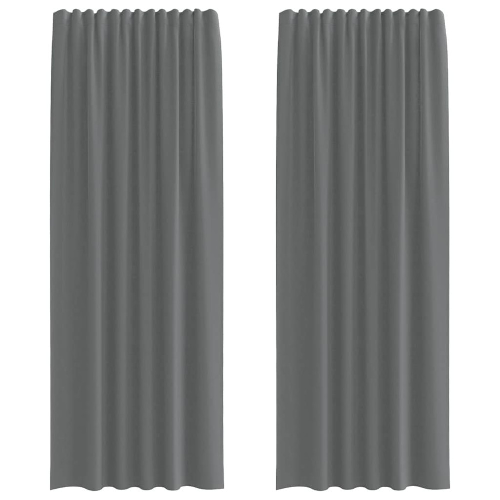 Produktbild för Voile gardiner med öglor 2 st mörkgrå 140x260 cm
