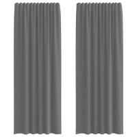 Produktbild för Voile gardiner med öglor 2 st mörkgrå 140x260 cm