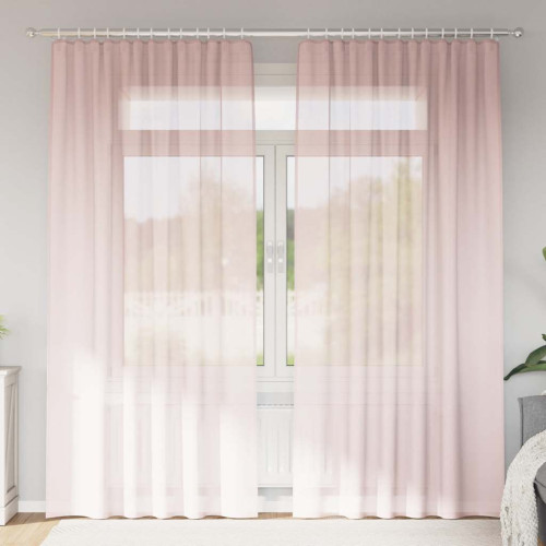 vidaXL Voile gardiner med öglor 2 st ljusrosa 140x245 cm