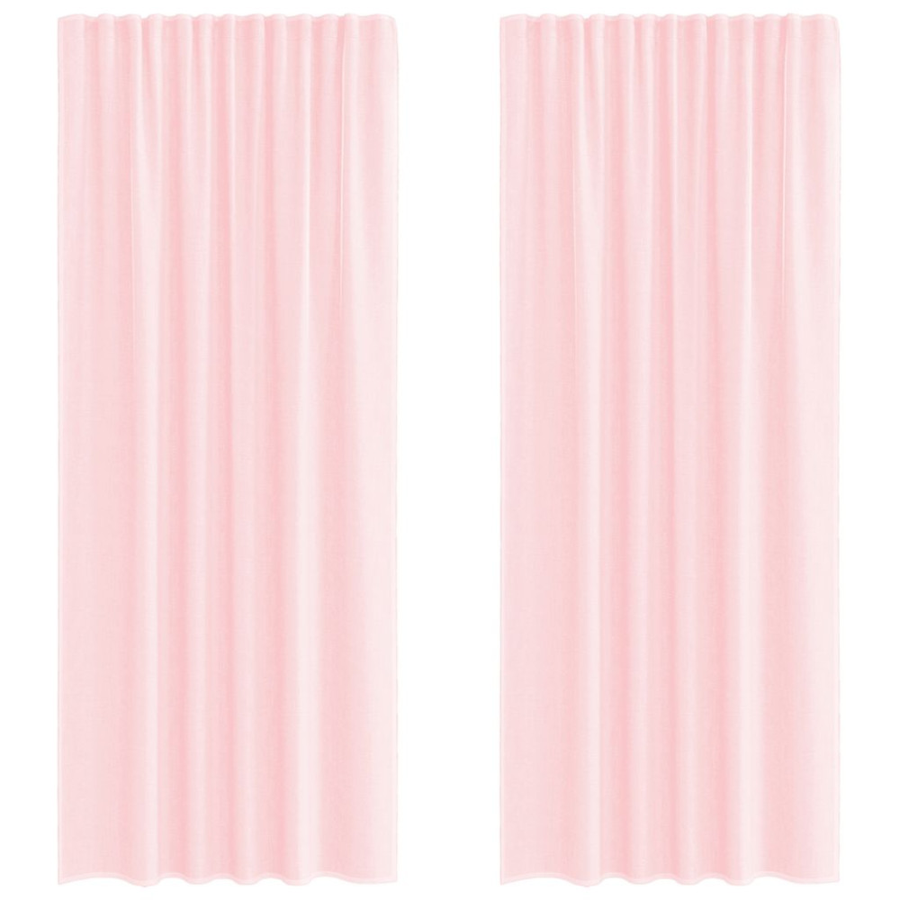 Produktbild för Voile gardiner med öglor 2 st ljusrosa 140x245 cm