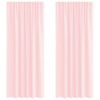 Produktbild för Voile gardiner med öglor 2 st ljusrosa 140x245 cm