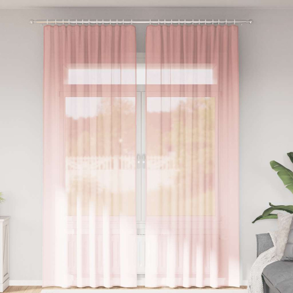 Produktbild för Voile gardiner med öglor 2 st rosa 140x260 cm